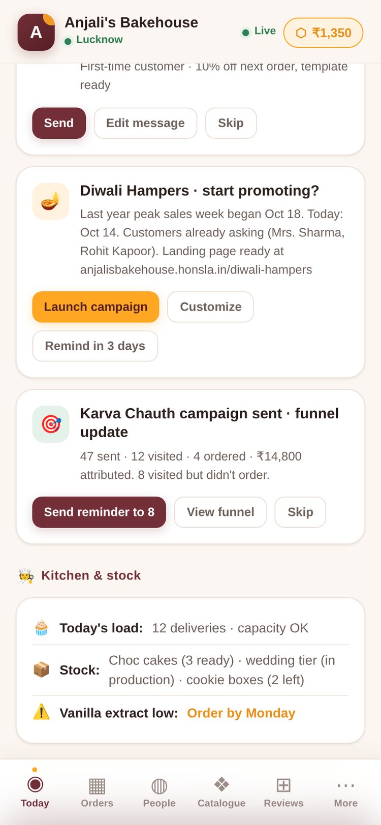 Bakery demo: AI-drafted campaign suggesting who to target, when, and what to send.